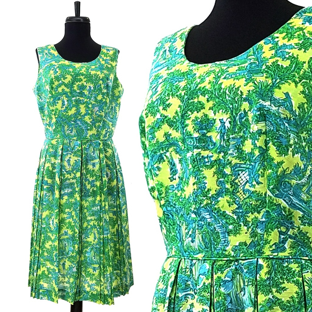 Coming Soon! Vintage 1950s Dress Sz M Toile Print